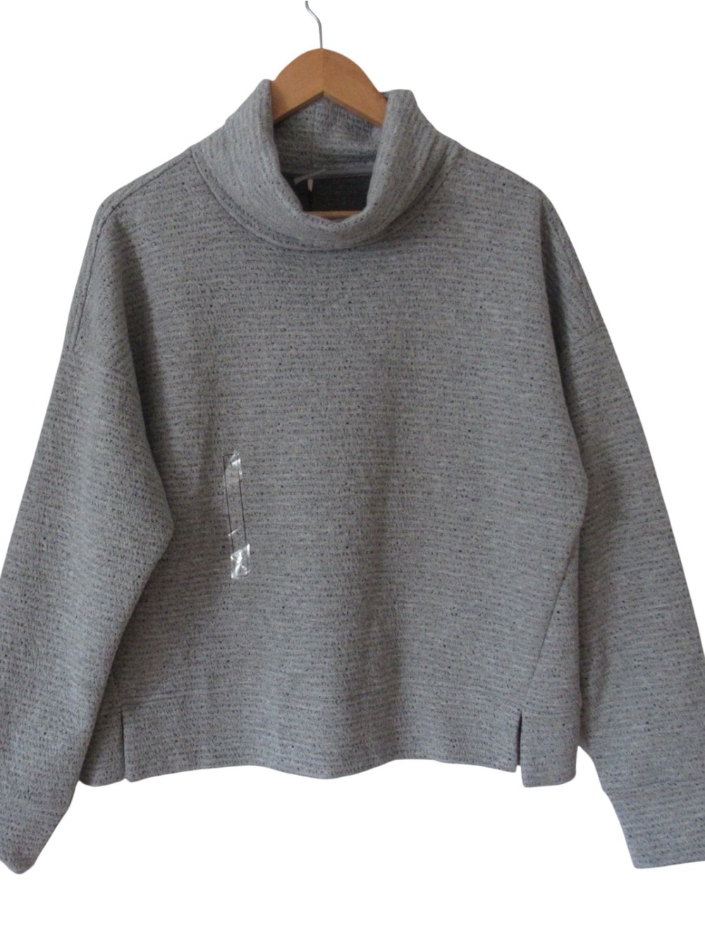 Calia Lunar Jacquard Funnel Neck Sweater Large Gray Comfort Travel Pullover - Picture 1 of 9